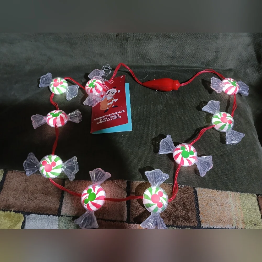 Peppermint candy light up glow necklace/ lanyard.